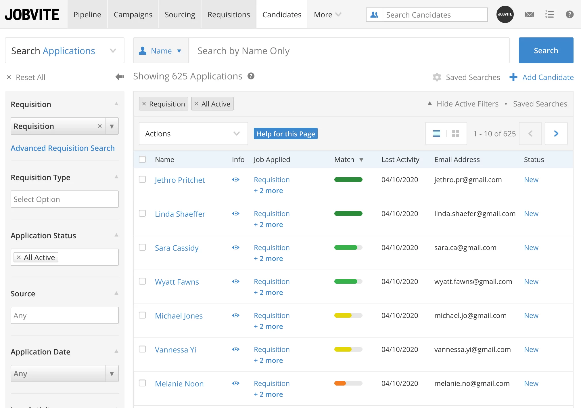 Jobvite application tracking system