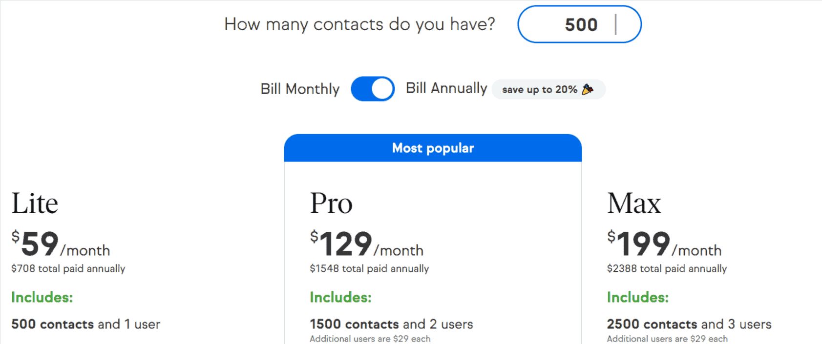 Keap pricing
