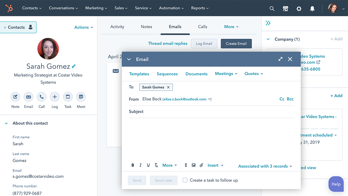 HubSpot Sales Hub dashboard