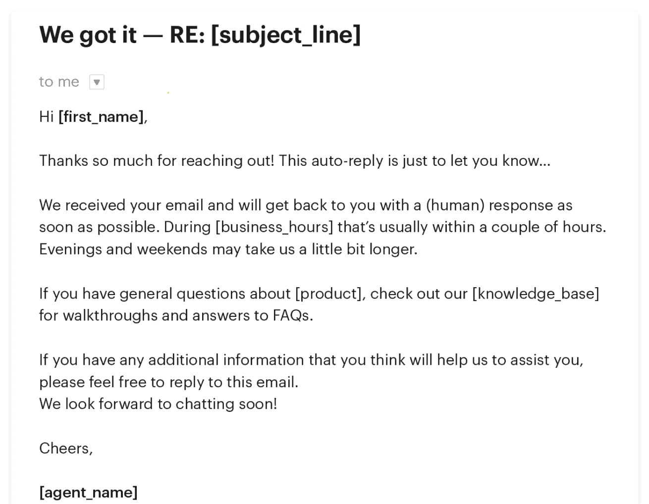 customer support email example