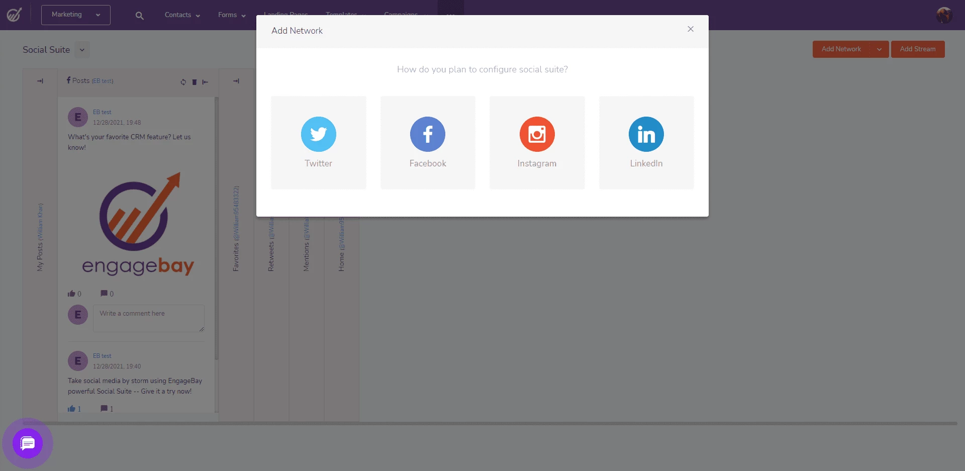 CRM functionality - Social media integration