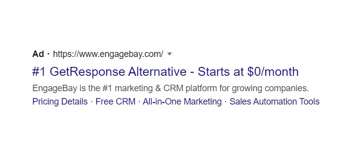 PPC Ad for EngageBay marketing