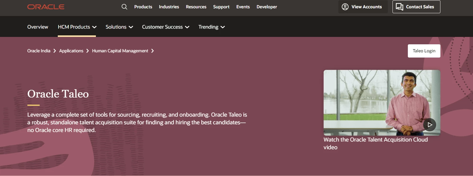 Oracle Taleo applicant tracking system