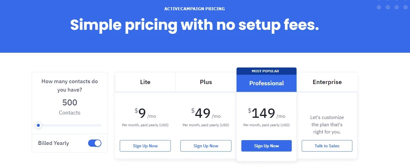 ActiveCampaign pricing