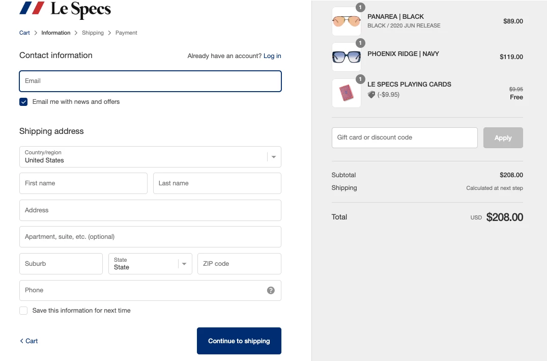 Checkout process optimization for eCommerce