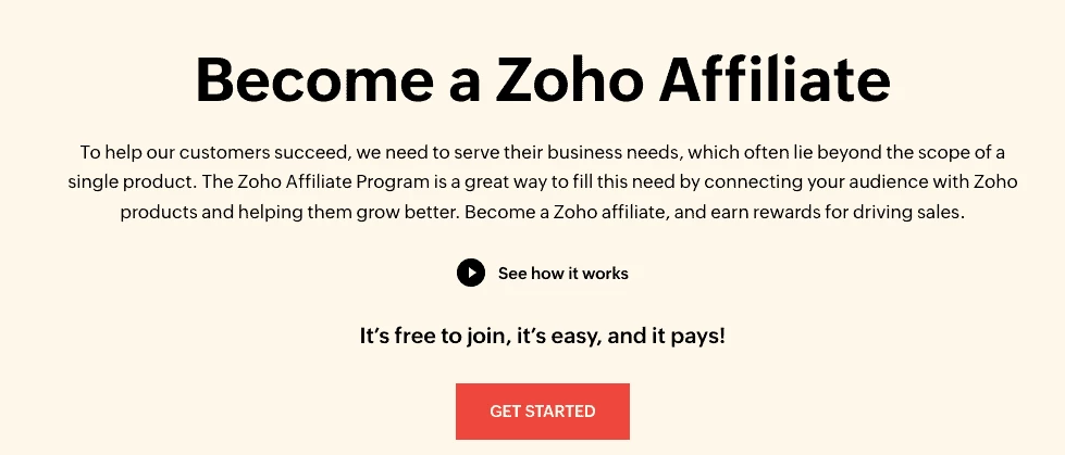 Zoho SaaS affiliate program
