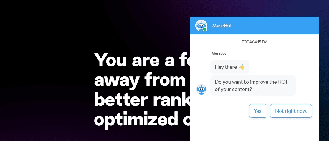 Chatbot example from Marketmuse