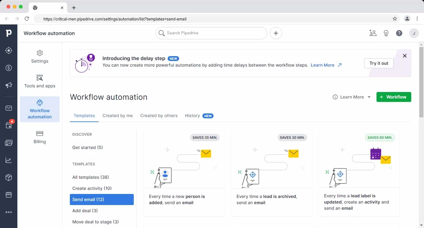 Pipedrive workflow automation