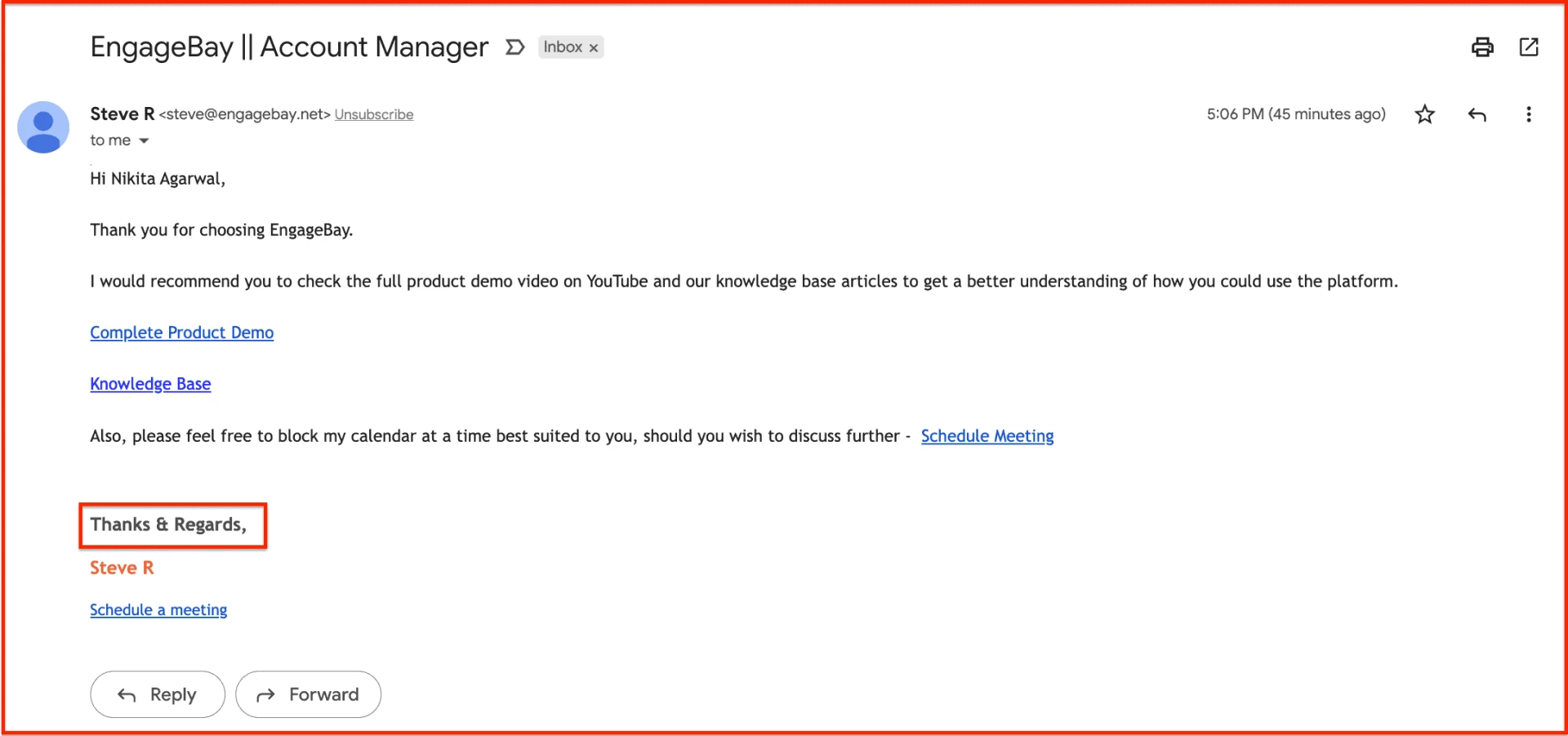 Thanks and Regards - email sign off