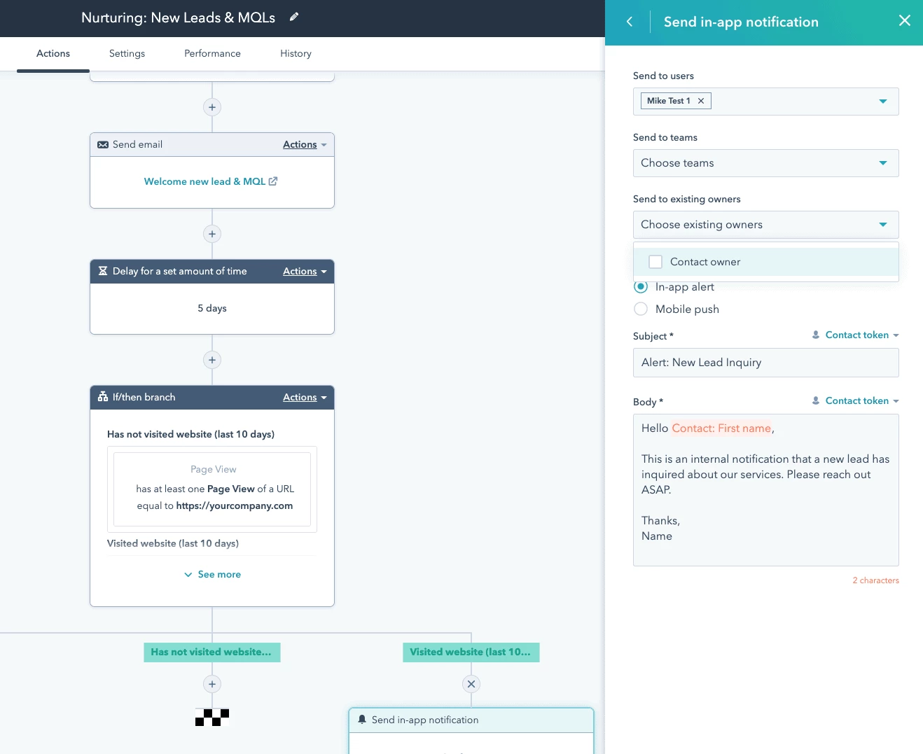 HubSpot email sequence dashboard