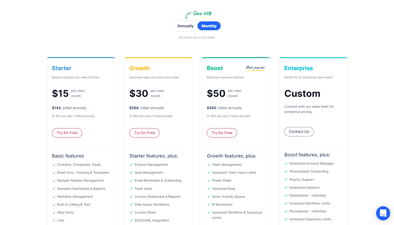 salesmate pricing page