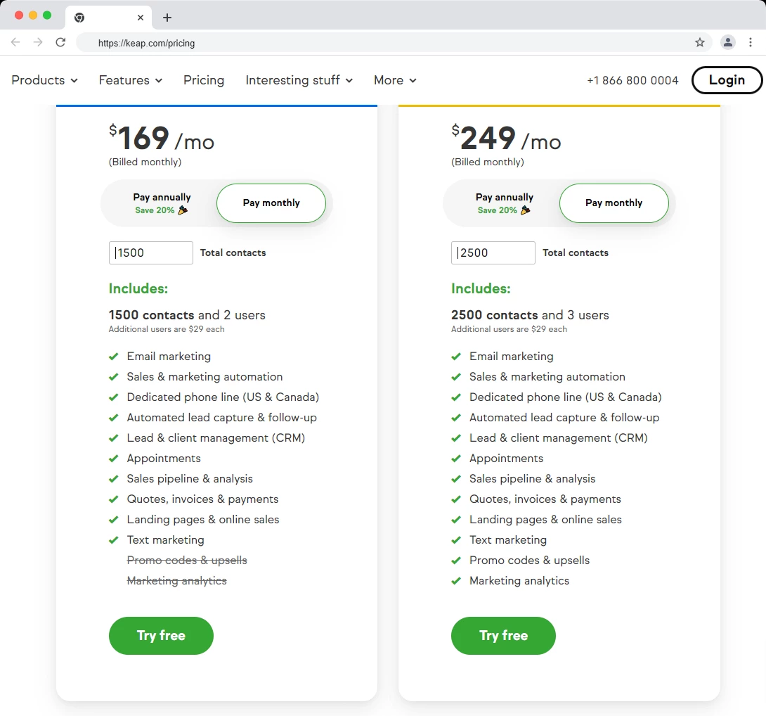 Infusionsoft (Keap) Pricing