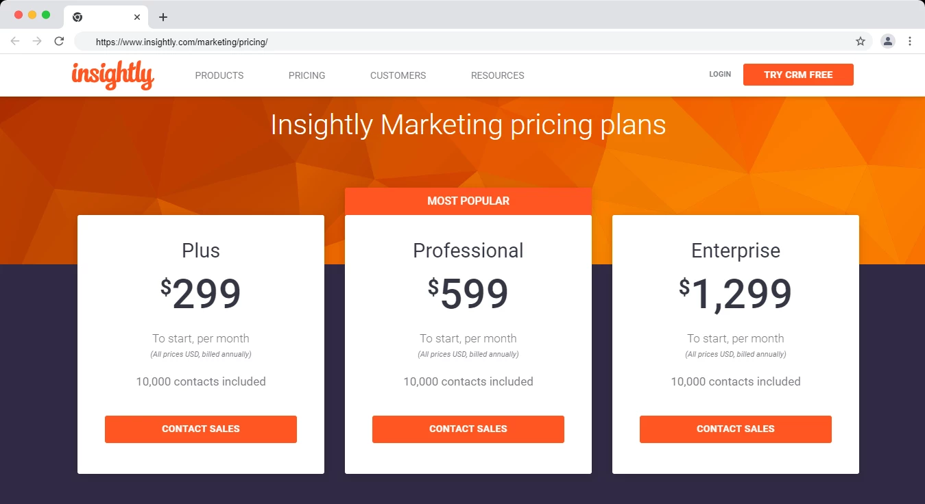 Insightly Marketing Pricing