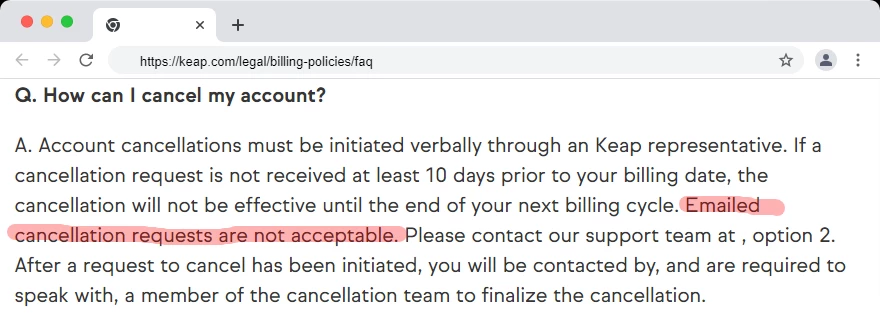 Keap Billing Policy