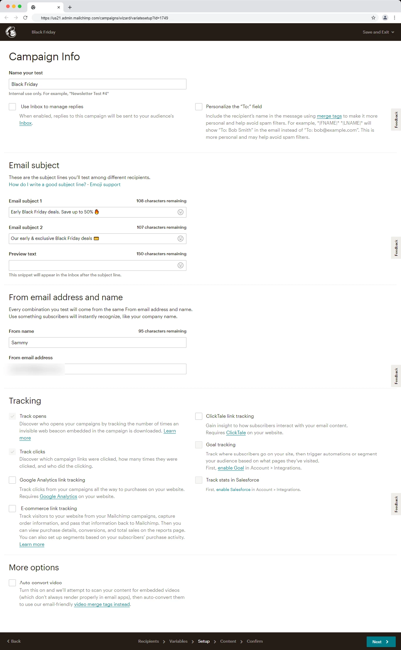 Mailchimp multivariate testing