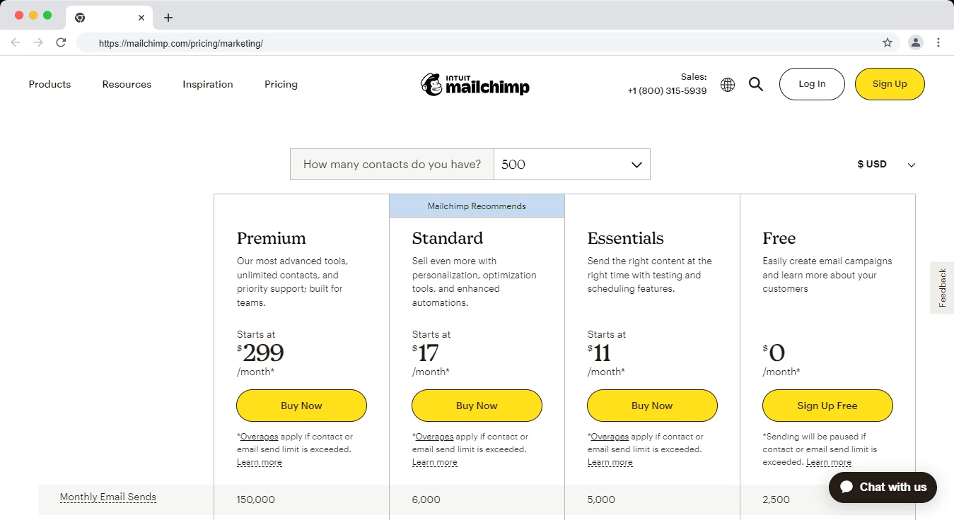 Mailchimp pricing
