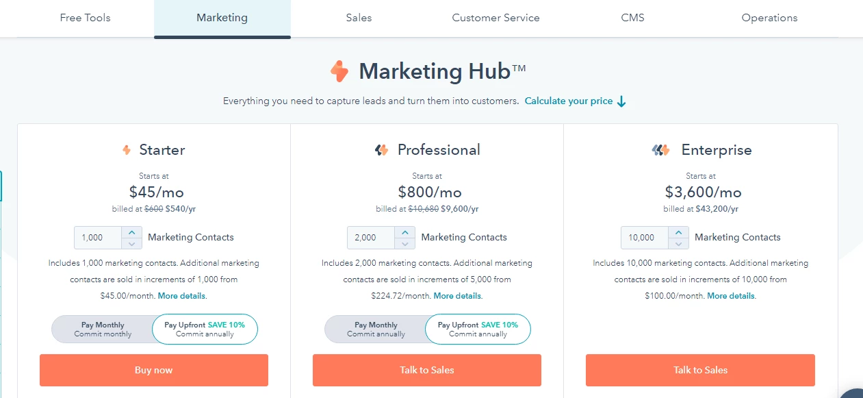 HubSpot Marketing Hub Pricing