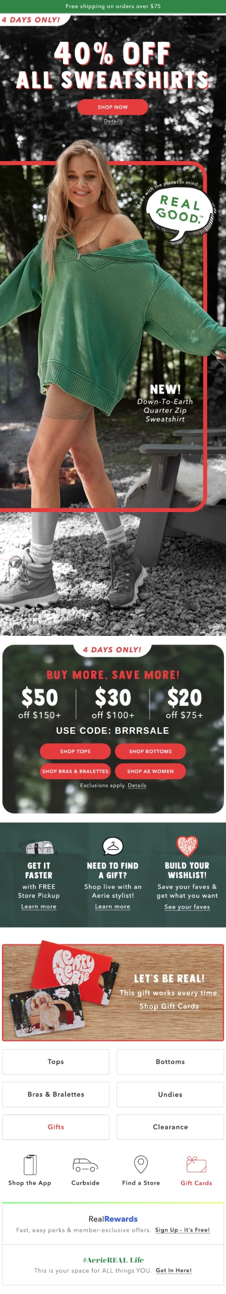 Americal eagle Christmas email offer