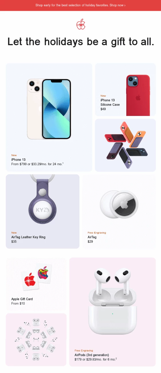 Apple holiday gift newsletter
