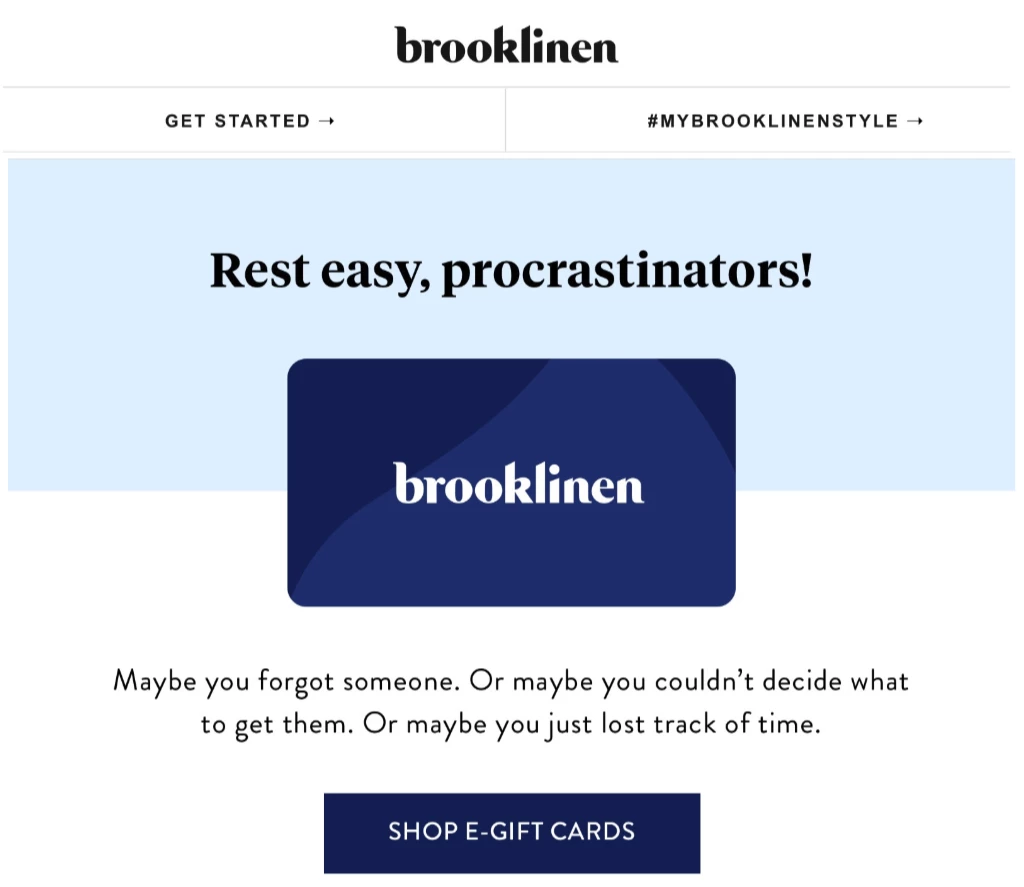 Brookinen Christmas email