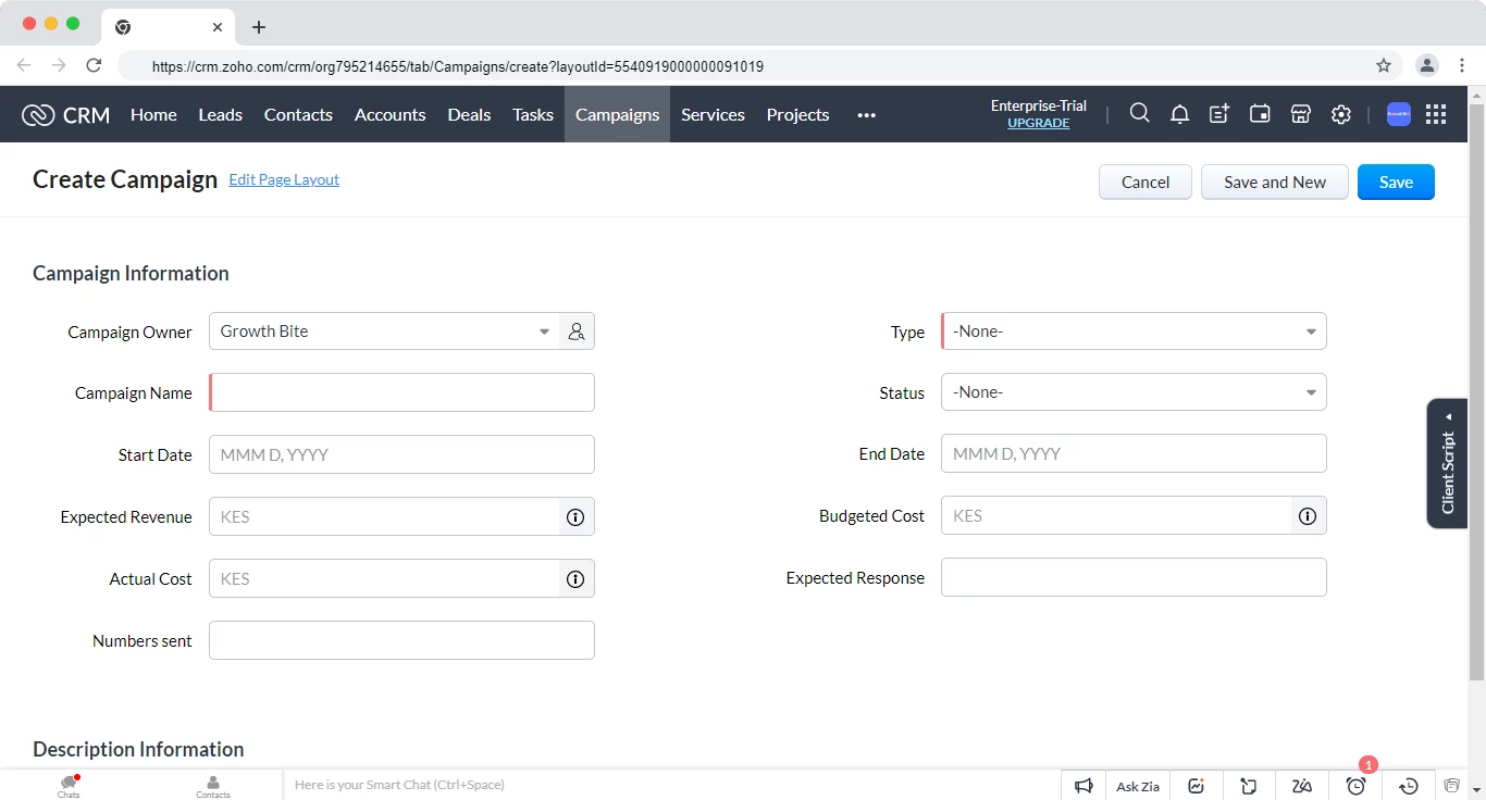 Campaign management in Zoho CRM