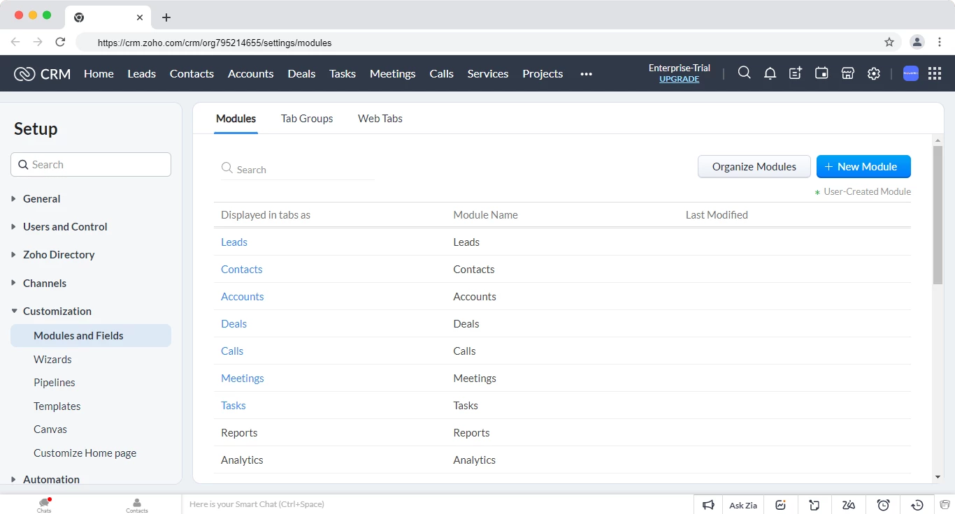 Customization in Zoho CRM