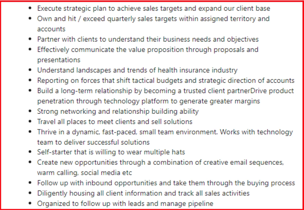 Sales Director's Job Description