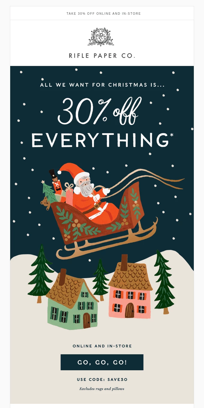Rifle Paper offer email for Christmas