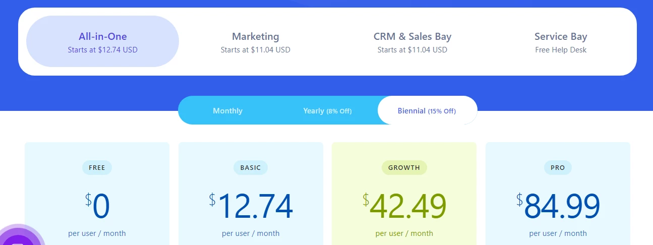 EngageBay All-in-one CRM pricing