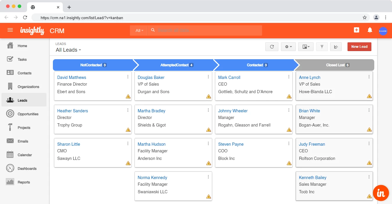 Lead management in Insightly