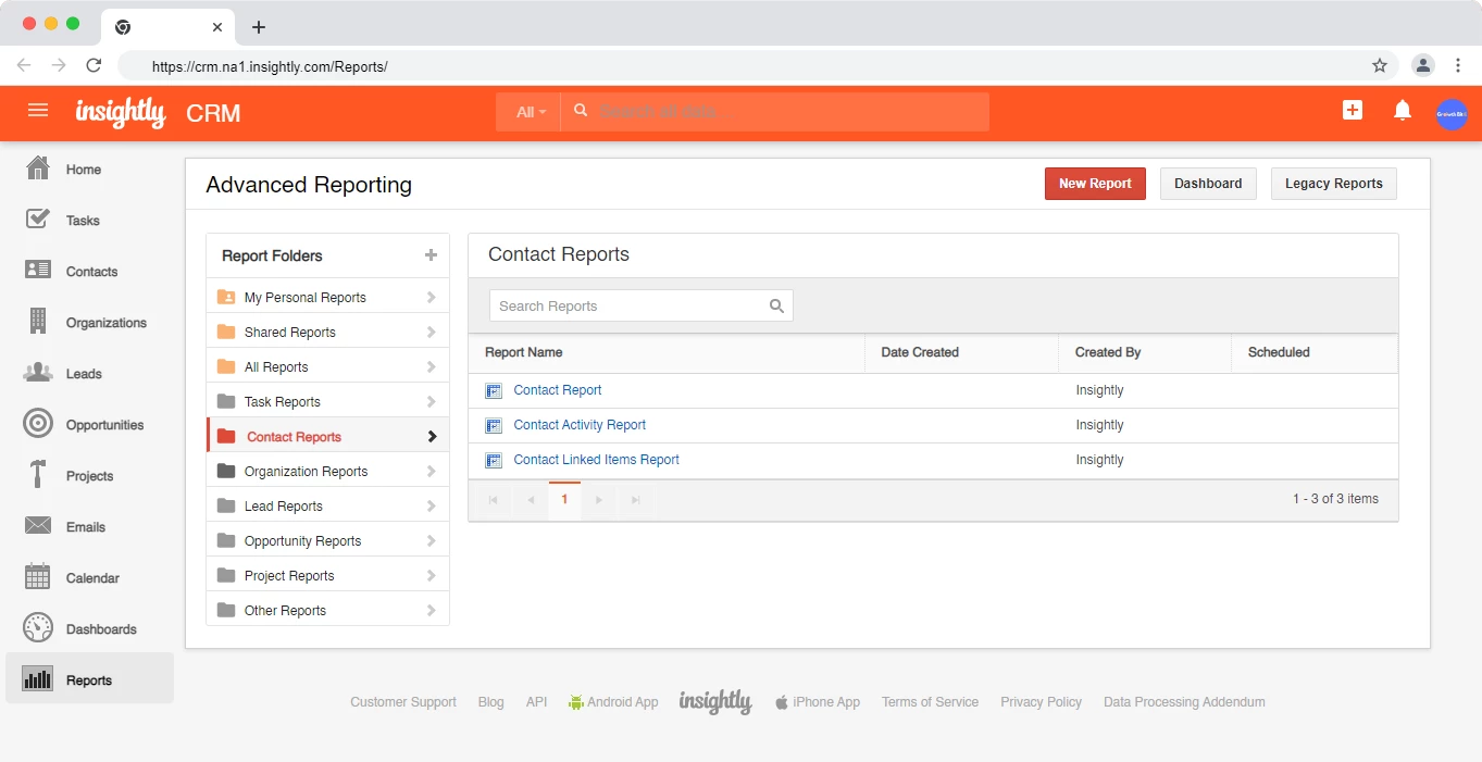 Reporting in Insightly