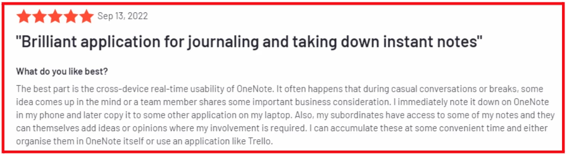 Microsoft OneNote pros