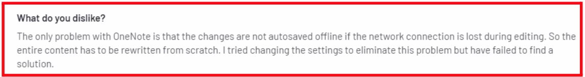Microsoft OneNote cons