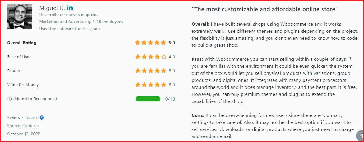 Woocommerce review