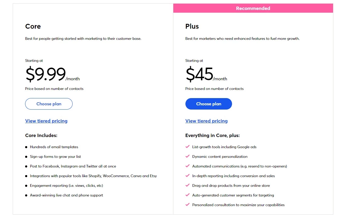 Constant Contact pricing