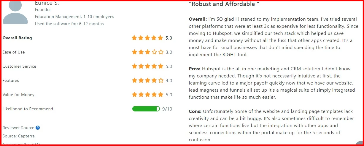 hubspot marketing hub capterra reviews