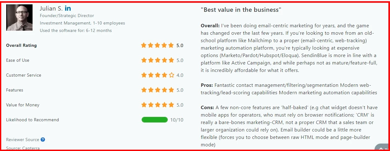 Sendinblue capterra reviews