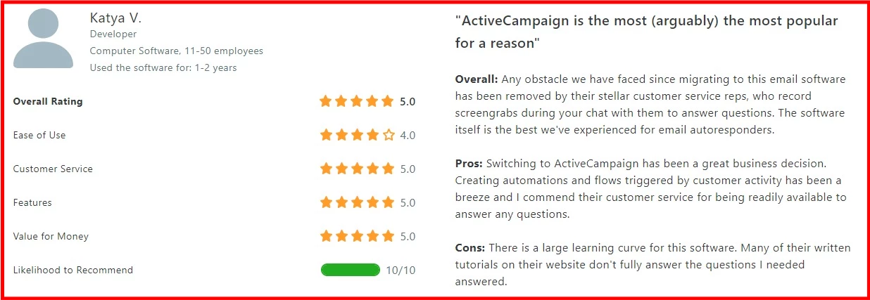 ActiveCampaign capterra reviews