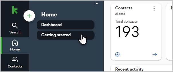Keap dashboard
