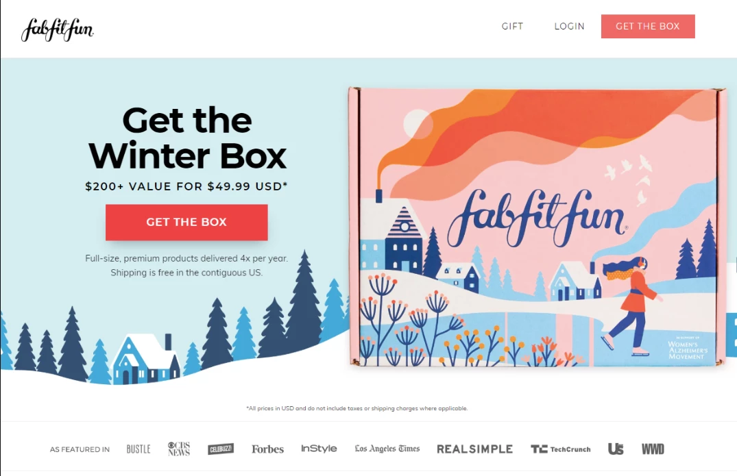 FabFitFun eCommerce landing page example