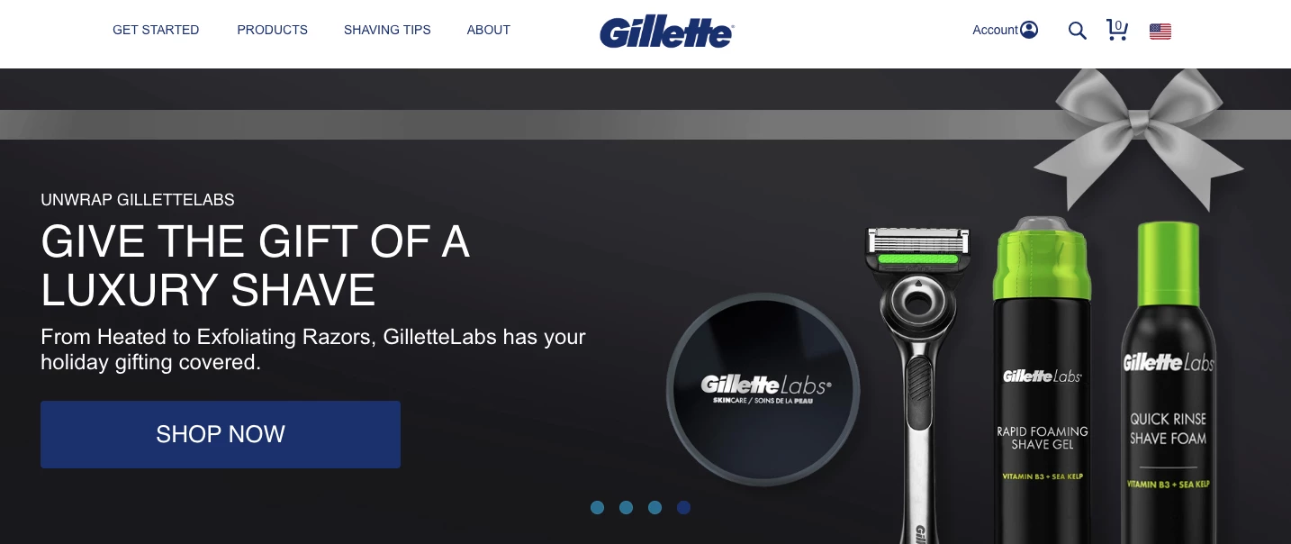 Gillette ecommerce landing page example