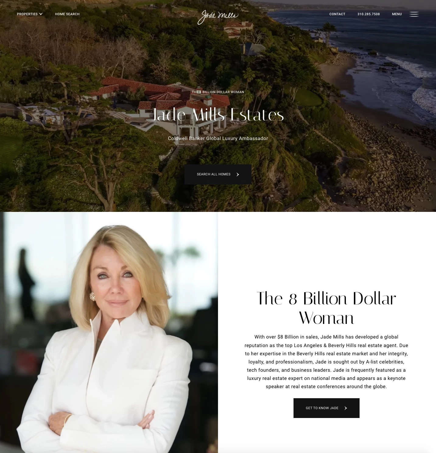 real estate landing page example from Jade Mills Real Estate