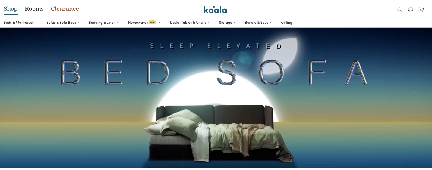 Koala Sleep eCommerce landing page example