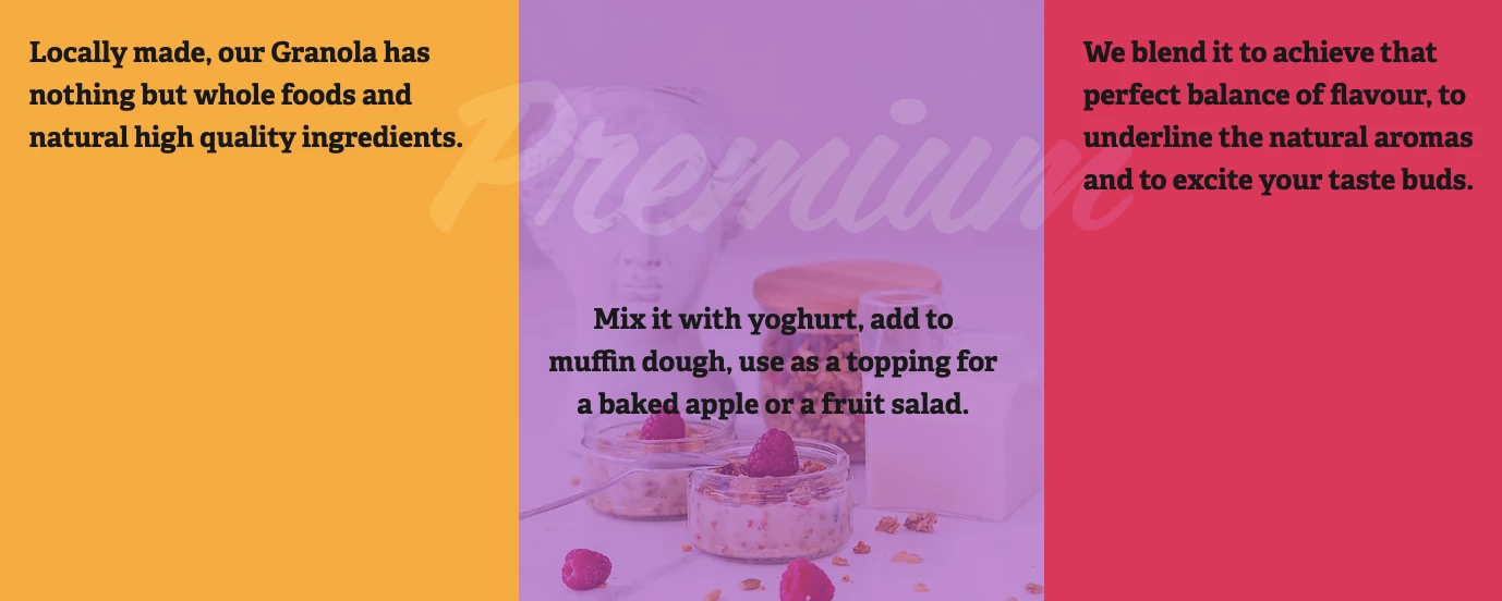 Charlie's Rawsome Granola eCommerce landing page example