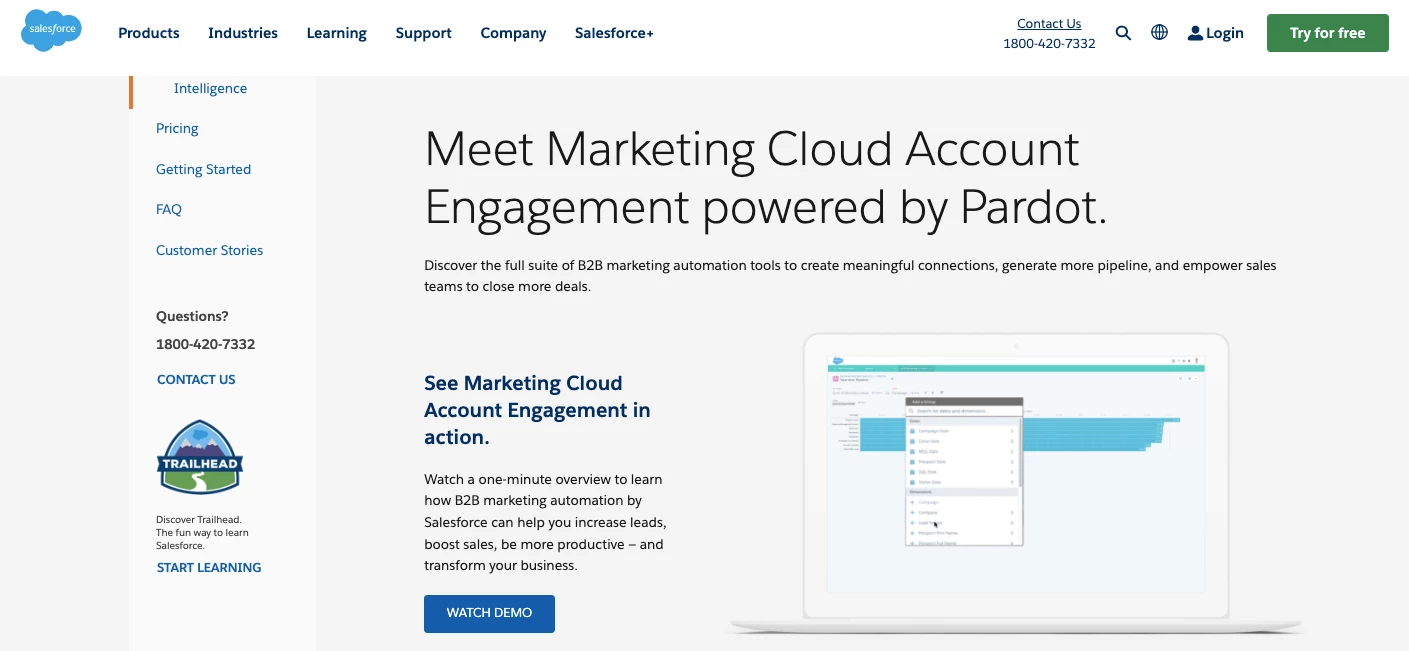 Salesforce Pardot Webpage