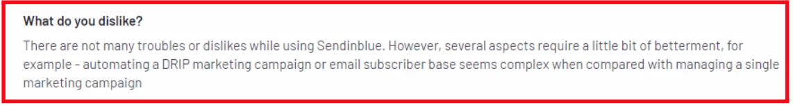 Sendinblue cons