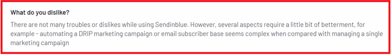 Sendinblue cons