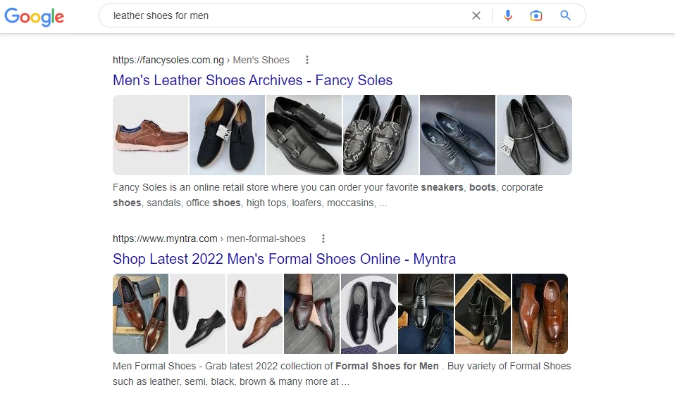 Google Search result