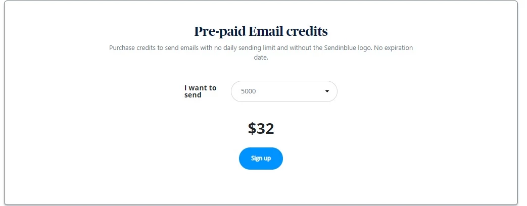 Sendinblue prepaid email credits
