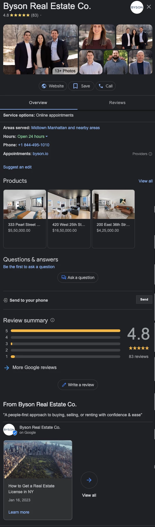 Optimize real estate Google My Business listing